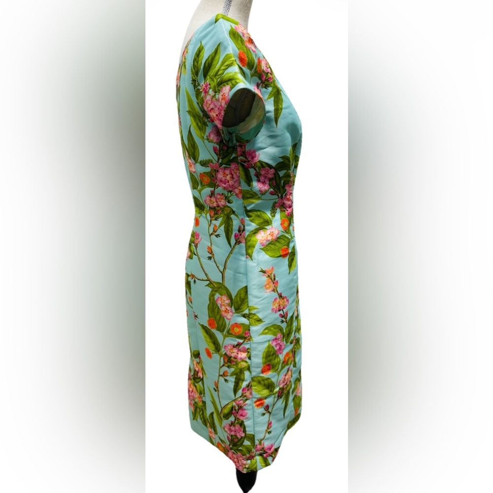 Talbots Floral Dress 6 Lite Blue Short Sleeve Wedding Guest Summer Garden party - Picture 5 of 14